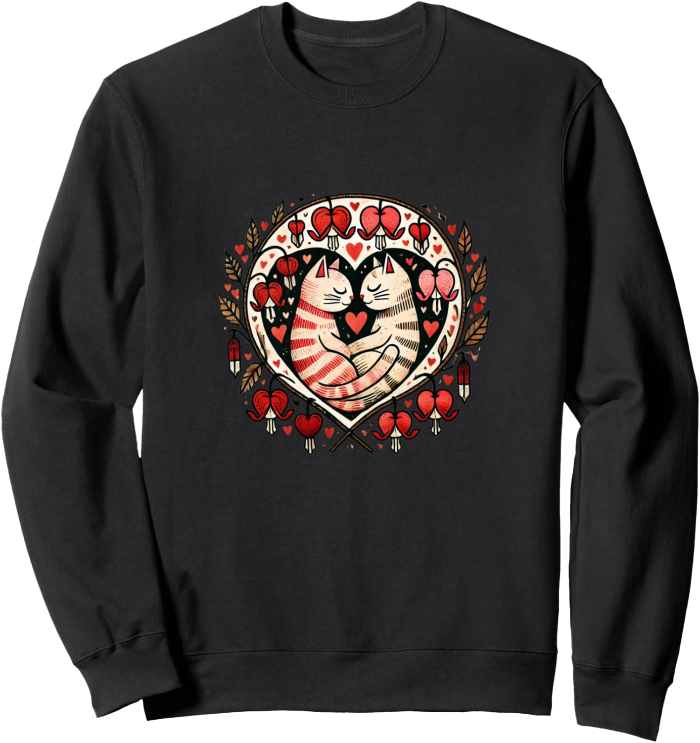 

Толстовка с рисунком «Кошачья любовь и кровоточащие сердца» Retro Valentines Lovers Snugg, черный