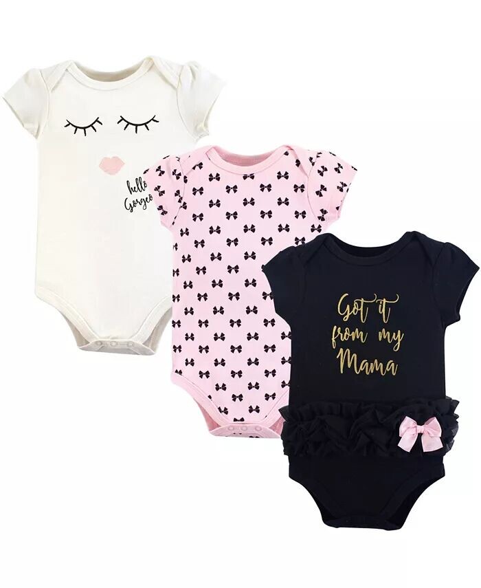 

Хлопковые боди для новорожденных девочек Treasure Baby, 3 шт., с бантиками Little Treasure, черный