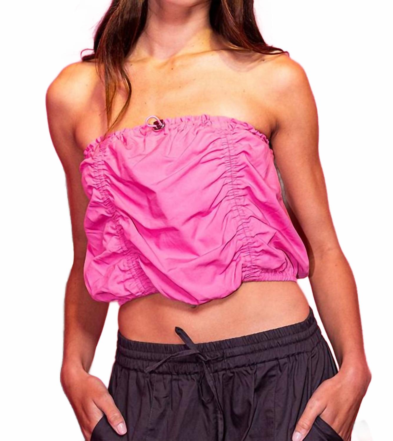 

Эластичный туннельный топ без бретелей укороченный в розовом цвете BUCKETLIST