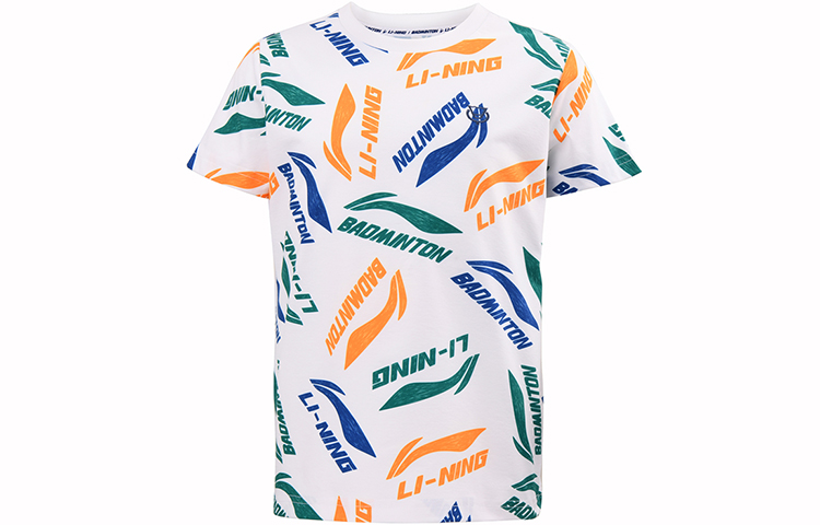 Детские футболки Li Ning с круглым вырезом, средней толщины, белый зеленый желтый — фото 3