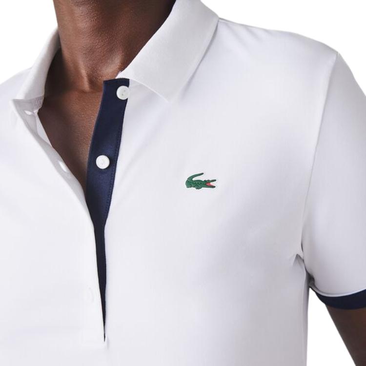 Поло LACOSTE Slim Fit с защитой от ультрафиолета, белое — фото 4