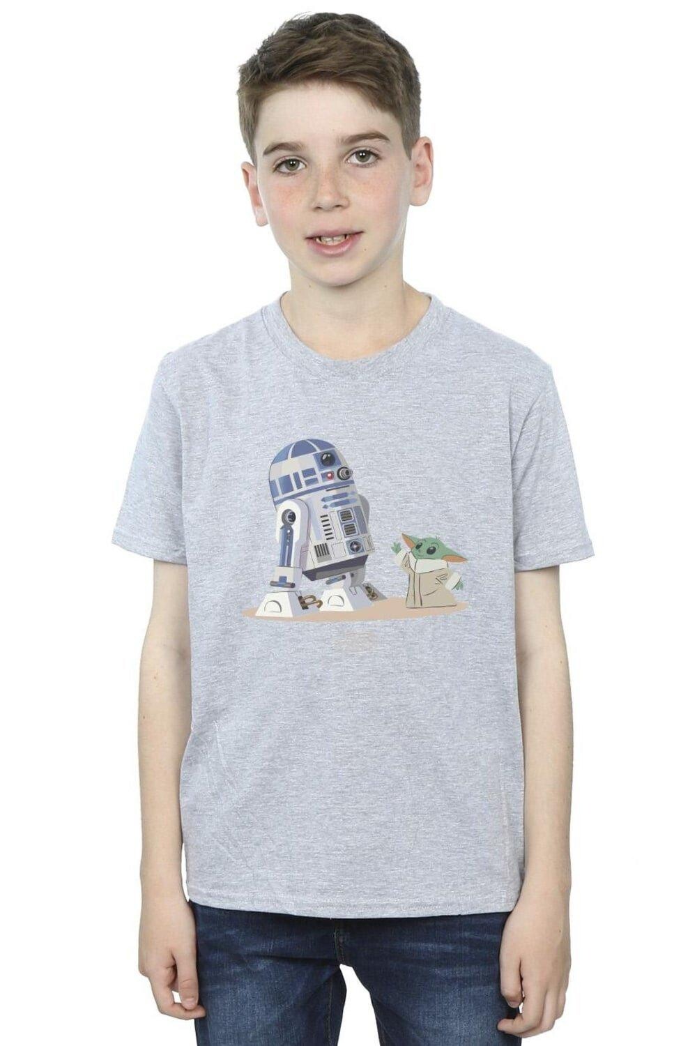 

Футболка «Мандалорец R2D2 и Грогу» Star Wars, серый