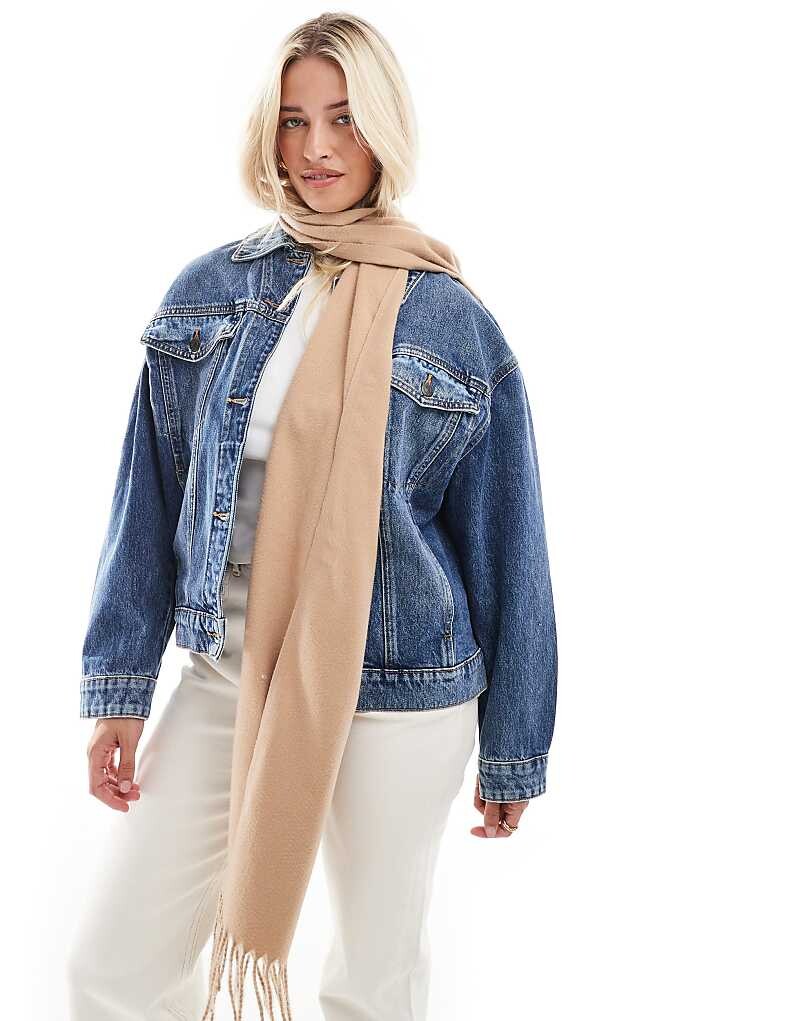 

ASOS DESIGN – шарф из ткани светло-коричневого цвета с бахромой