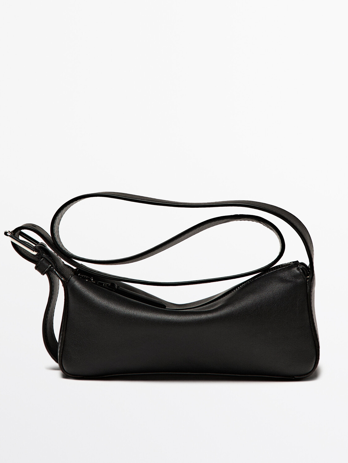 

Простая мини-сумка из кожи Massimo Dutti, черный