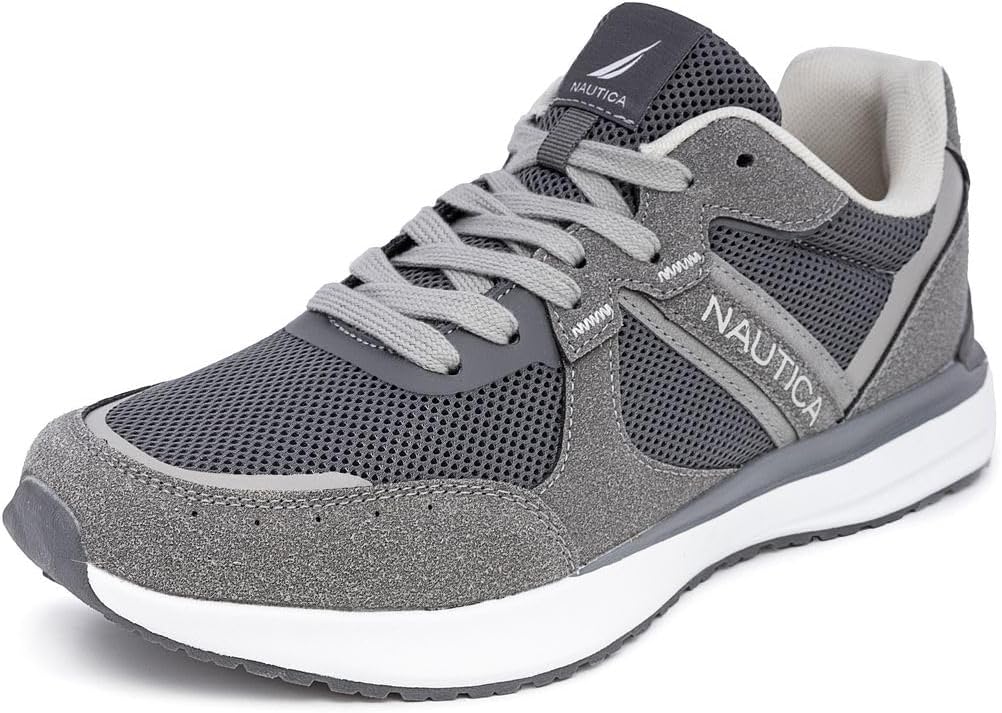 

Мужские кроссовки Nautica для бега, спортивные, модные, с шнуровкой, мягкие для тренировок, тенниса - с амортизацией, дышащие, легкие и удобные, серый/угольный