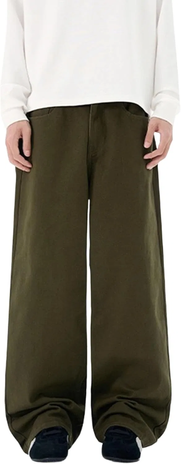 Джинсы свободные мужские Y2k Army Green