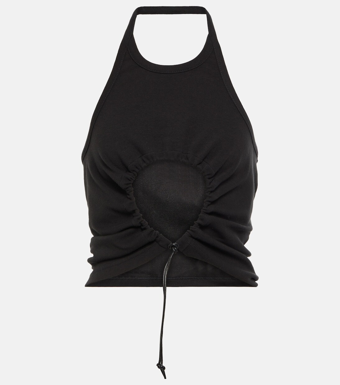 

Хлопковый топ с вырезом халтер и сборками ALAÏA, черный