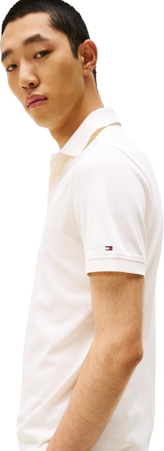 Мужские поло Tommy Hilfiger с коротким рукавом, свободного кроя и скрытыми планками, Ivory Petal — фото 2