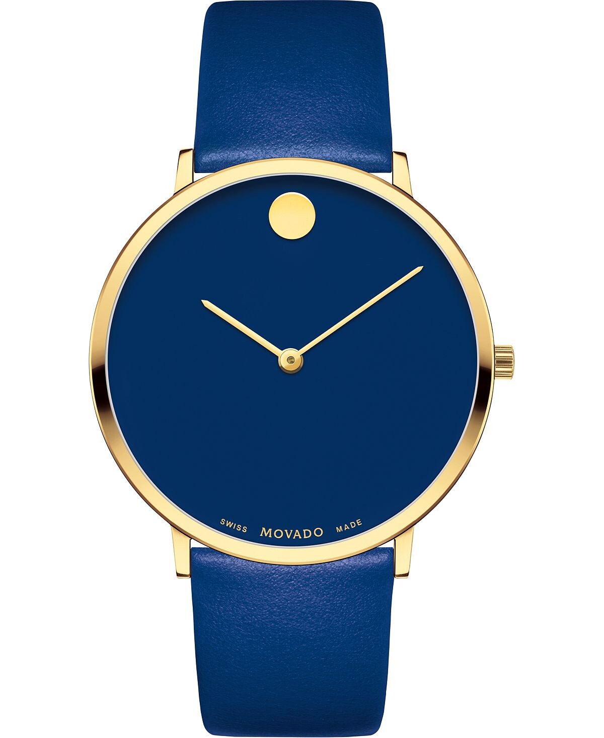 

Швейцарские современные часы с синим кожаным ремешком, 40 мм Movado, синий