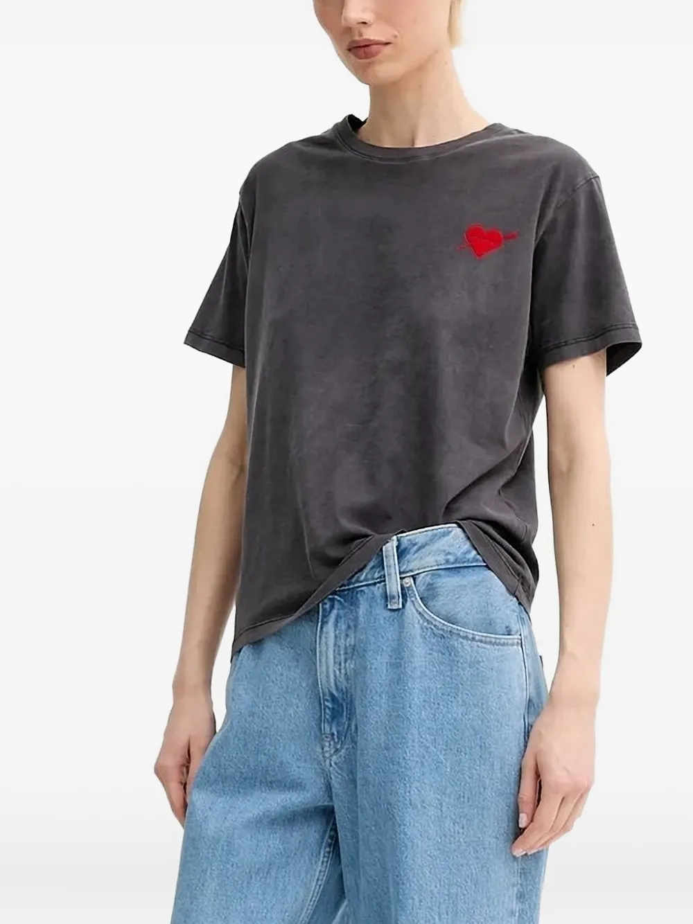 

Футболка с короткими рукавами и вышивкой The Kooples, серый