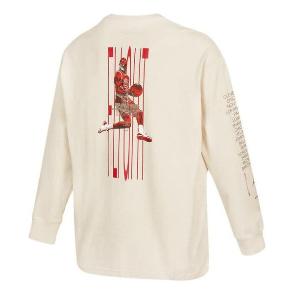 

Футболка Men's Air Jordan SS22 Logo Printing Round Neck Long Sleeves Autumn Creamy White T-Shirt, белый