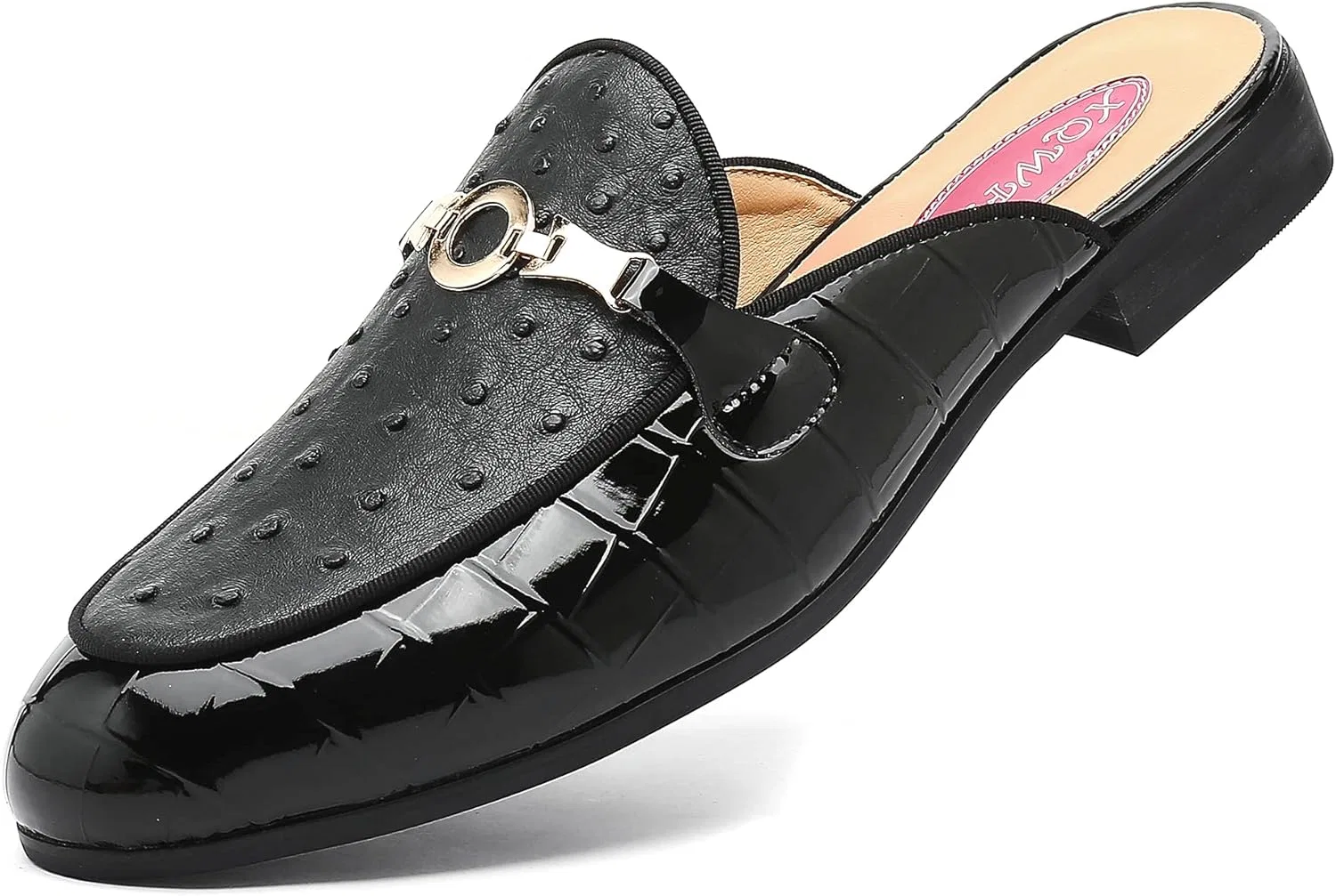 Мужские мюли с золотой пряжкой, Loafers & Slip-Ons, Black XQWFH