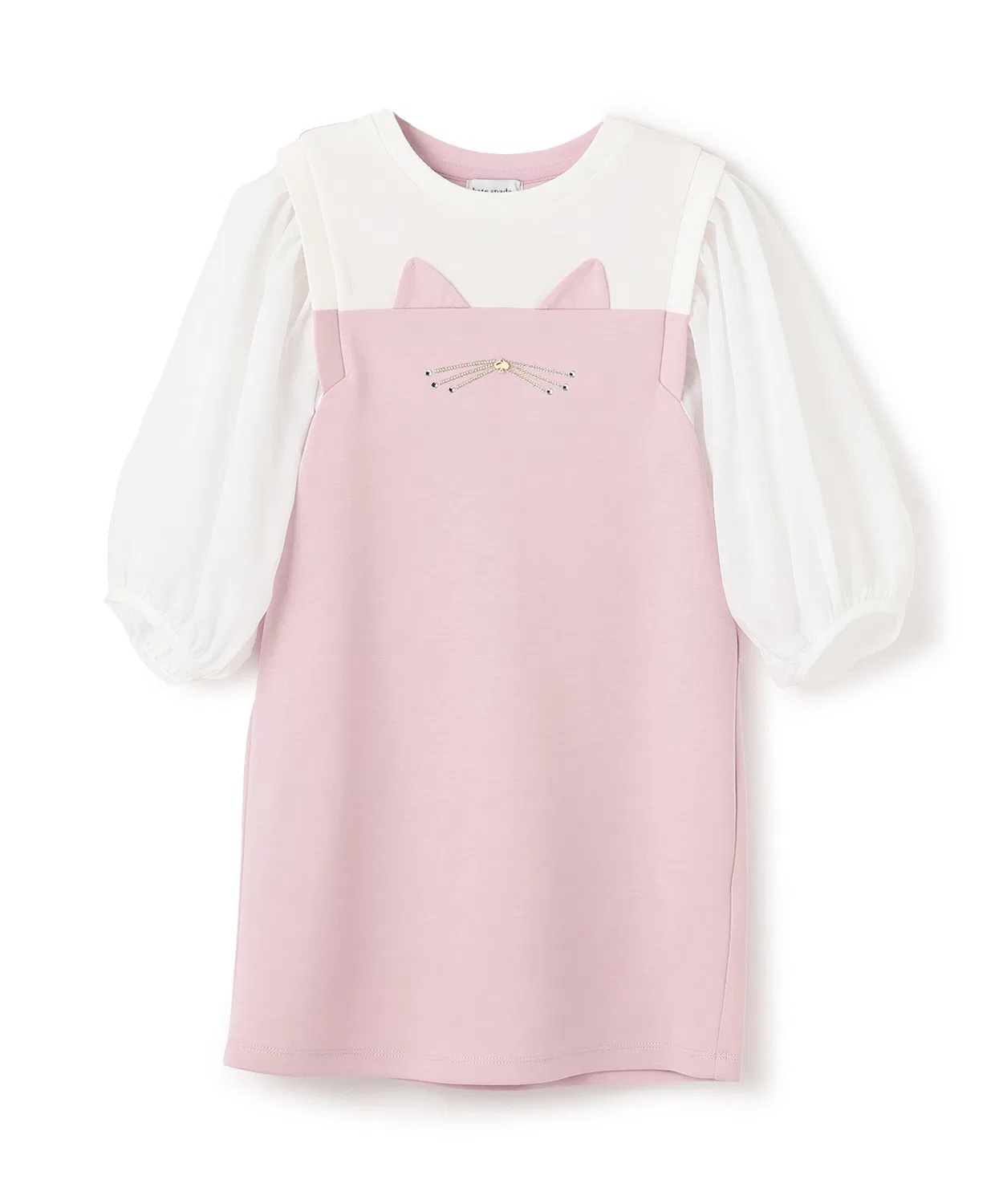 Детское платье kate spade new york kids с рукавами из шифона и принтом кошки