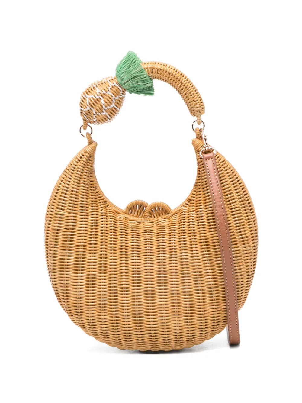 

Плетеный клатч с украшением в виде ананаса Serpui, бежевый