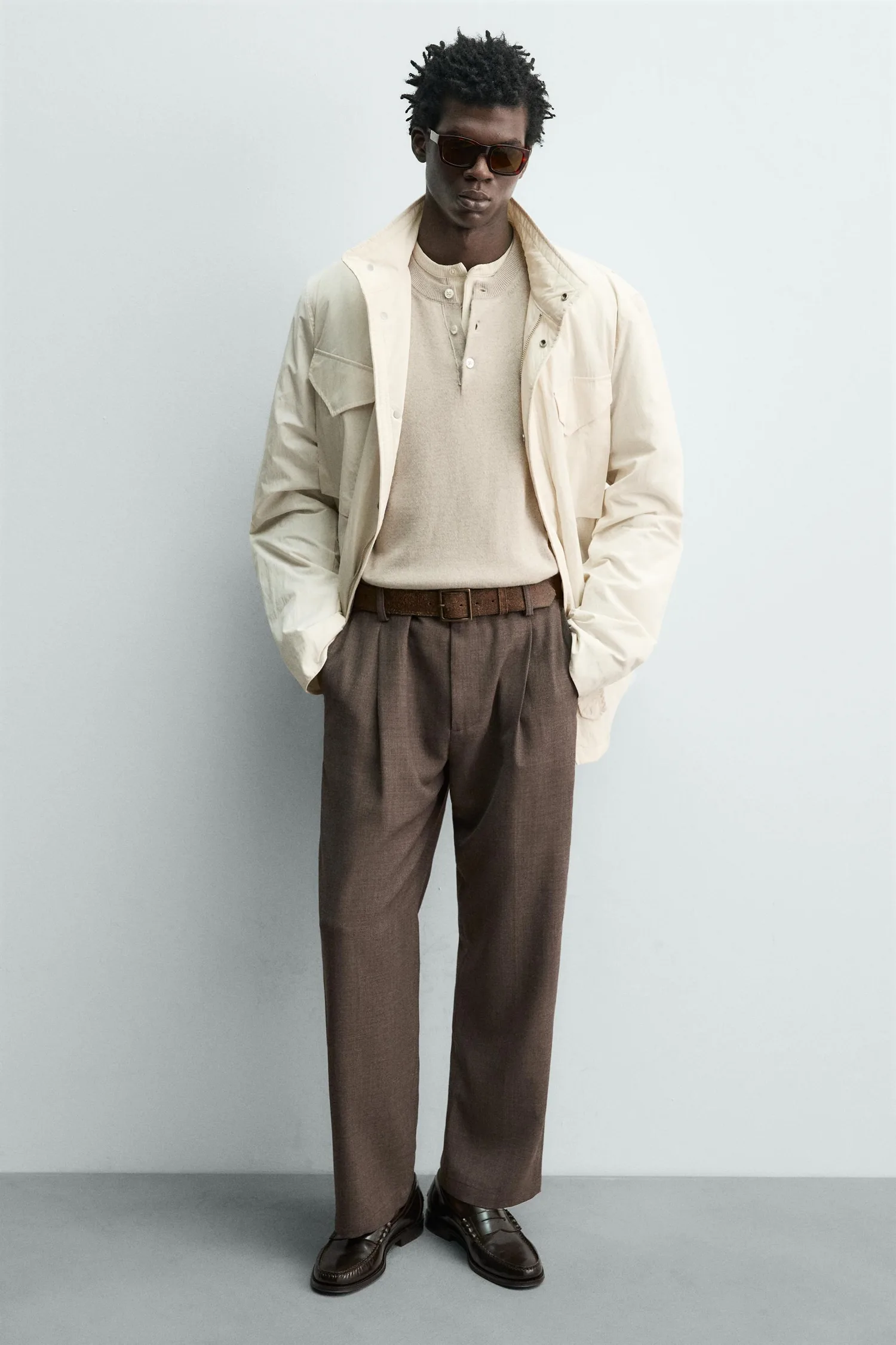 Кожаные лоферы Zara, шоколадный