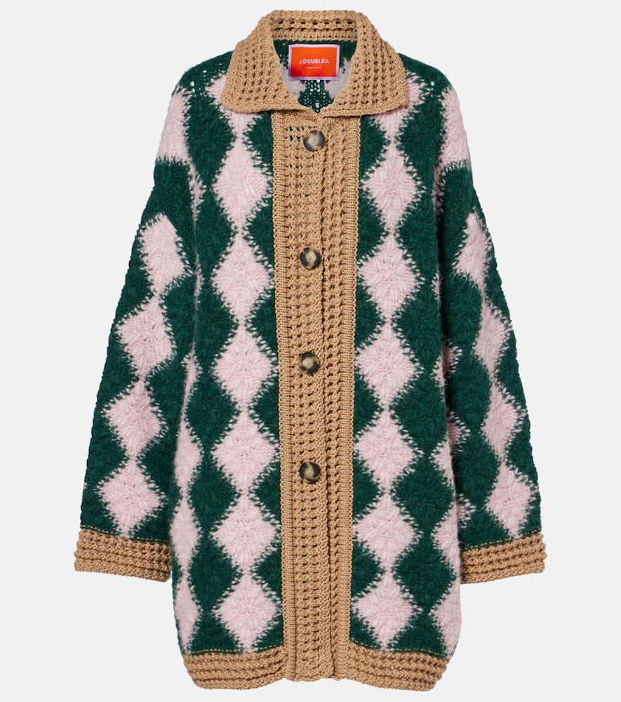 

Вязаный кардиган из смесовой шерсти La DoubleJ, Multicolour Pink/Dark Green/Beige
