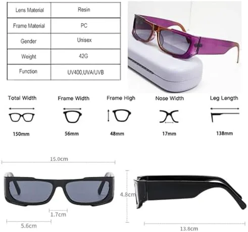 

Прямоугольные фиолетовые двухцветные солнцезащитные очки для женщин, ретро-градиентные оттенки, защита от УФ-излучения UV400, мужские солнцезащитные очки MTZJH, 5