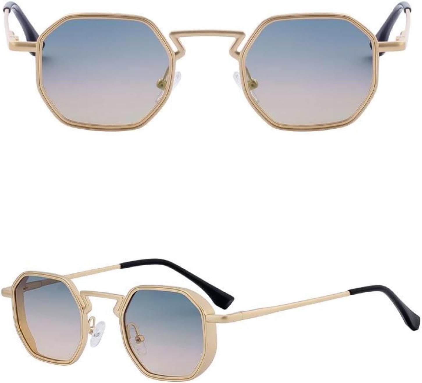 

Винтажные панк-солнцезащитные очки Polygon для мужчин и женщин, роскошная модная металлическая оправа, защита от УФ-излучения UV400, стиль стимпанк для вождения TVTBBVV, C5goldgreenyellow