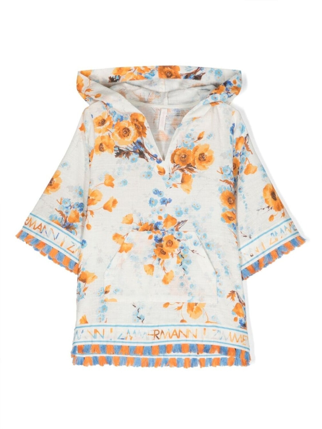 

ZIMMERMANN Kids платье с капюшоном и цветочным принтом, белый