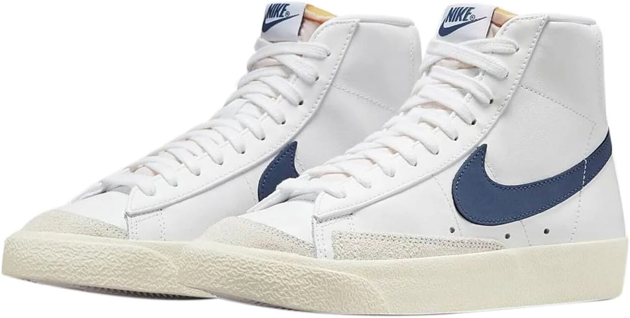 Винтажные баскетбольные кроссовки Nike Blazer Mid '77 для мужчин, белый/синий — фото 2