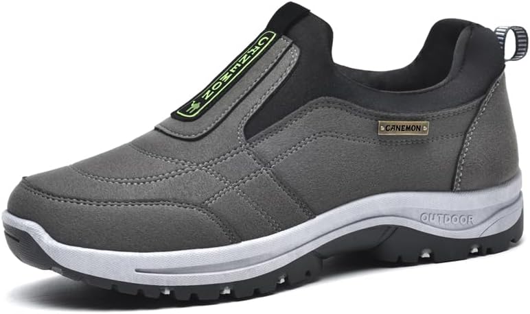 

Мужские слипоны для ходьбы, легкие и комфортные дышащие лоферы, нескользящие туристические туфли Canemon, серый