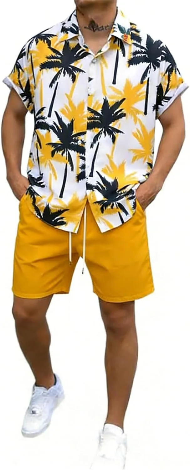 

Летний сет Hawaiian Shirt для мужчин: рубашка и шорты 2 предмета