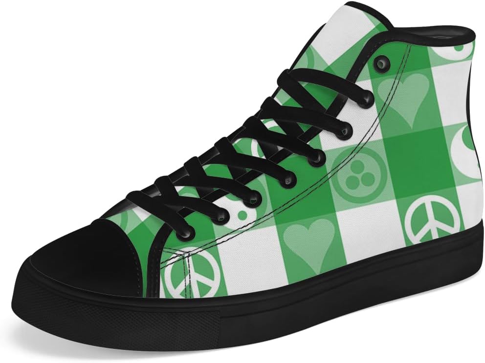 

Кеды на высокой подошве chebing из холщовой ткани для мужчин и женщин, в клетку, с высокой шнуровкой, повседневная обувь, подарок для папы и мамы, зеленый