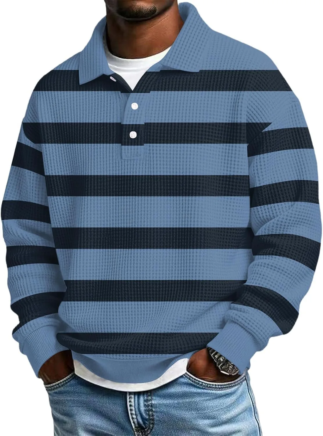 

Поло для мужчин в полоску с длинным рукавом Lmdudan