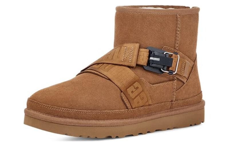 Полусапоги мужские UGG замшевые с декоративной застежкой, каштановый — фото 3