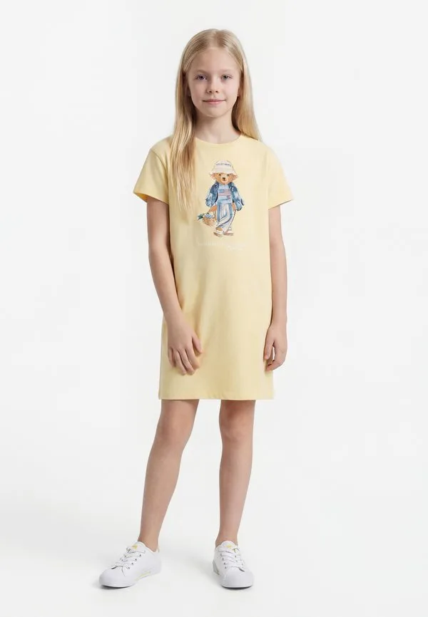 Платье из хлопкового трикотажа с изображением медведя поло Polo Ralph Lauren, Yellow