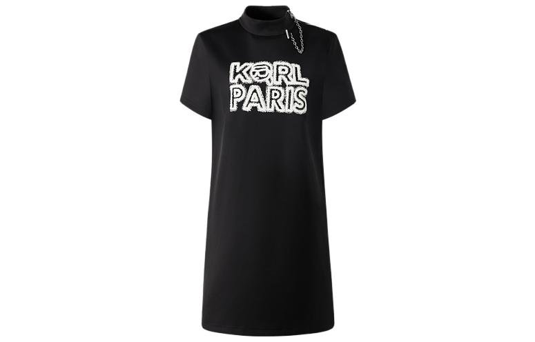 

KARL LAGERFELD Женское черное платье с короткими рукавами KARL LAGERFELD / Karl Lagerfeld Jeans