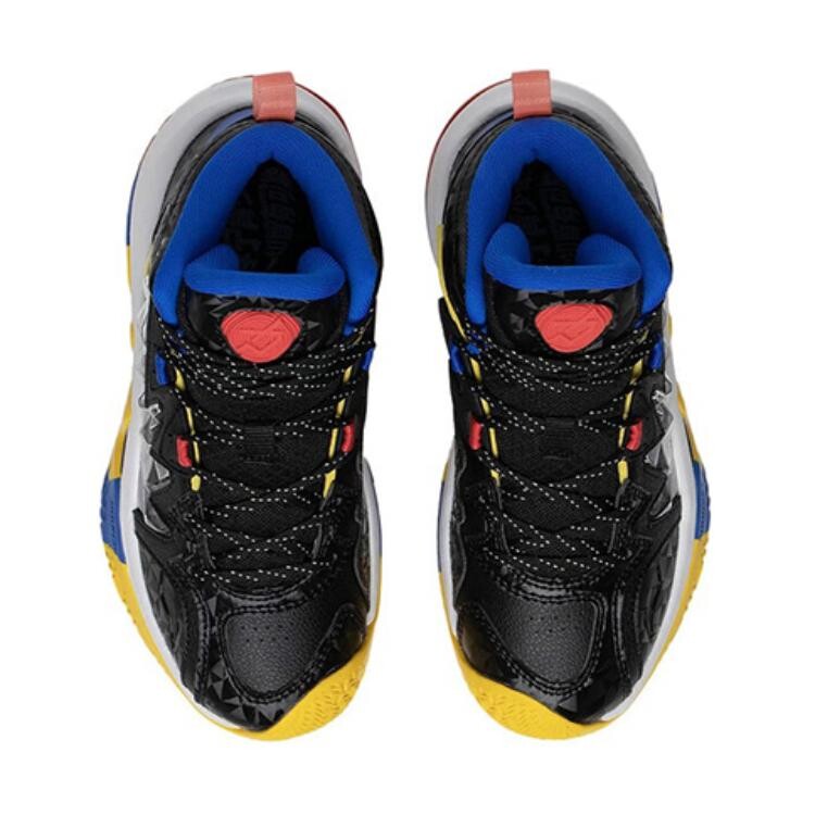 Детские баскетбольные кроссовки GS Mid-top черные/хромированные золотистые/красные Flame Red Lining Young — фото 4
