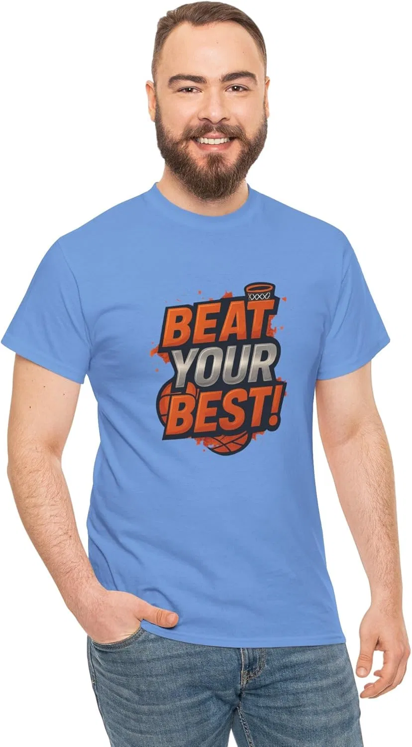 Футболка мотивационная Beat Your Best, Unisex Heavy Cotton, Carolina Blue — фото 4