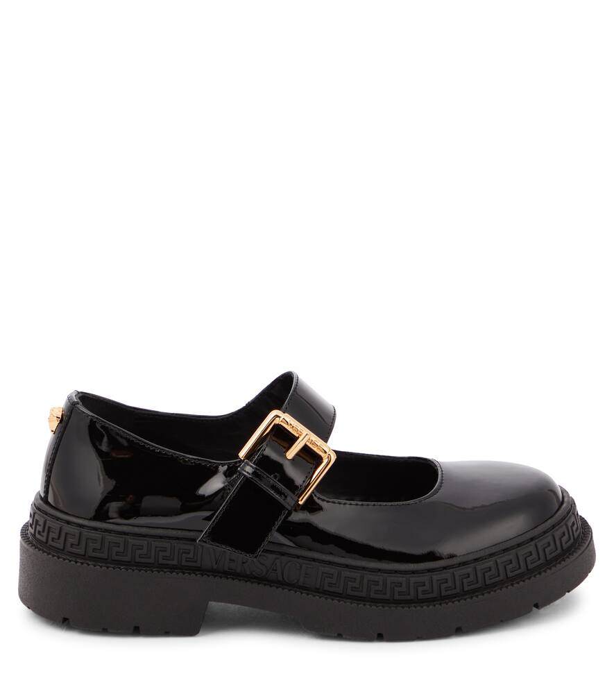 Лакированные балетки Медуза с ремешком Versace Kids, Nero - Oro Versace — фото 4