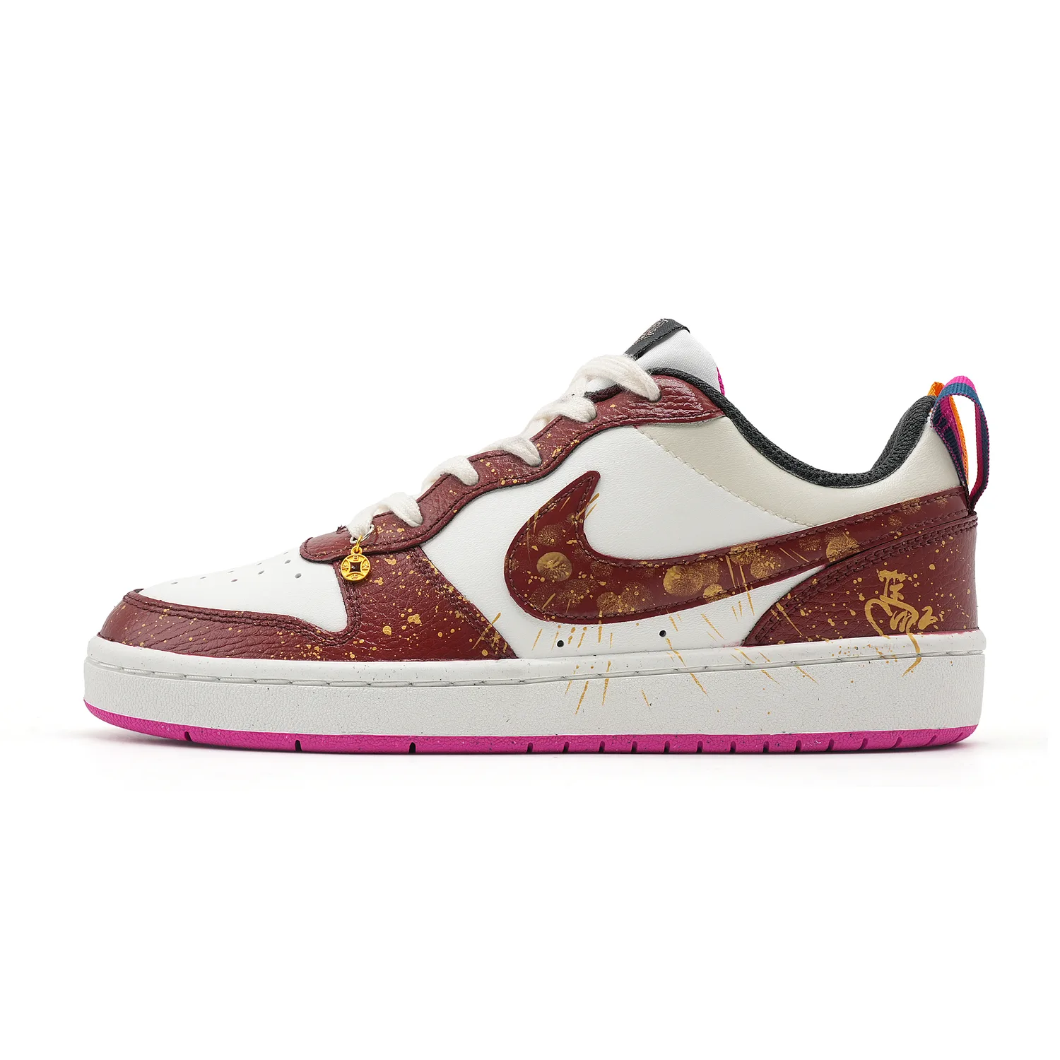 Nike Кроссовки для скейтбординга Court Borough Red Flame Welcomes The New Year низкие, устойчивые к истиранию, красные, для подростков — фото 3