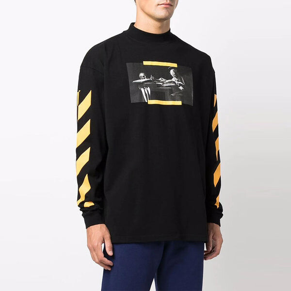 Толстовка men's caravaggio painting pattern stripe long sleeves loose fit black Off-White, черный — фото 4