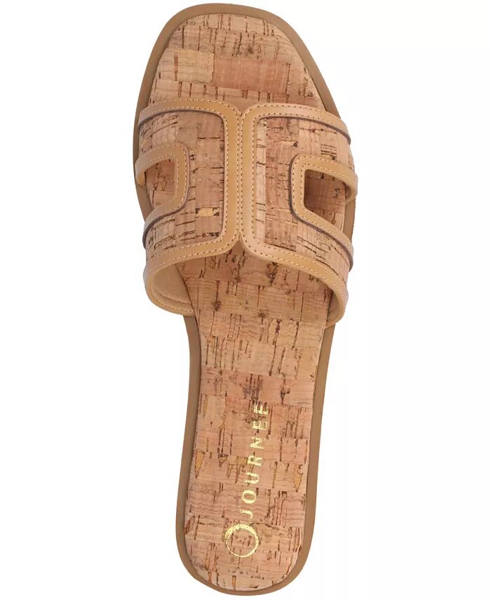 Женские сандалии Primah "H" Band Slip On Flat Journee Collection, коричневый/бежевый — фото 4