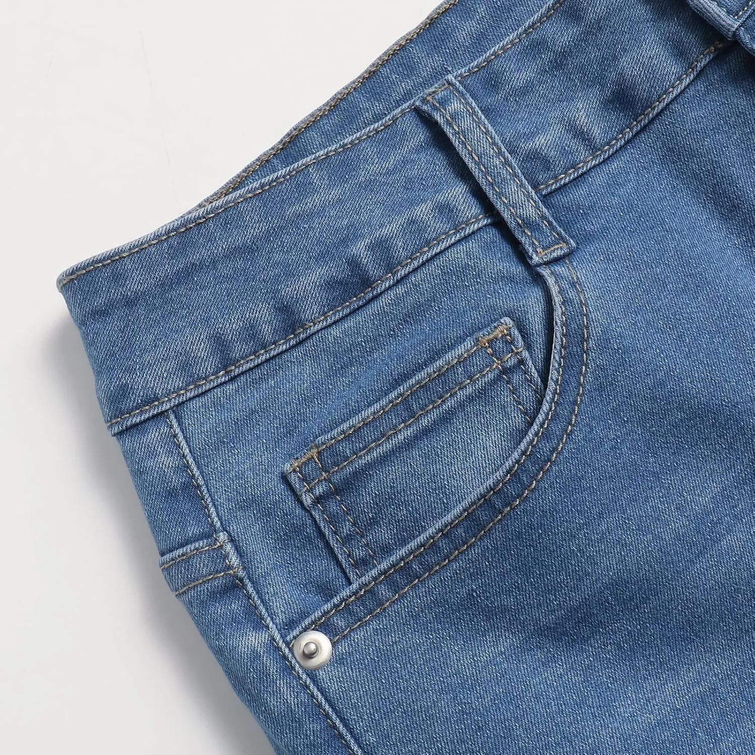Женские джинсы с высокой талией и широкими штанинами Stretch Denim с подвернутым подолом — фото 4