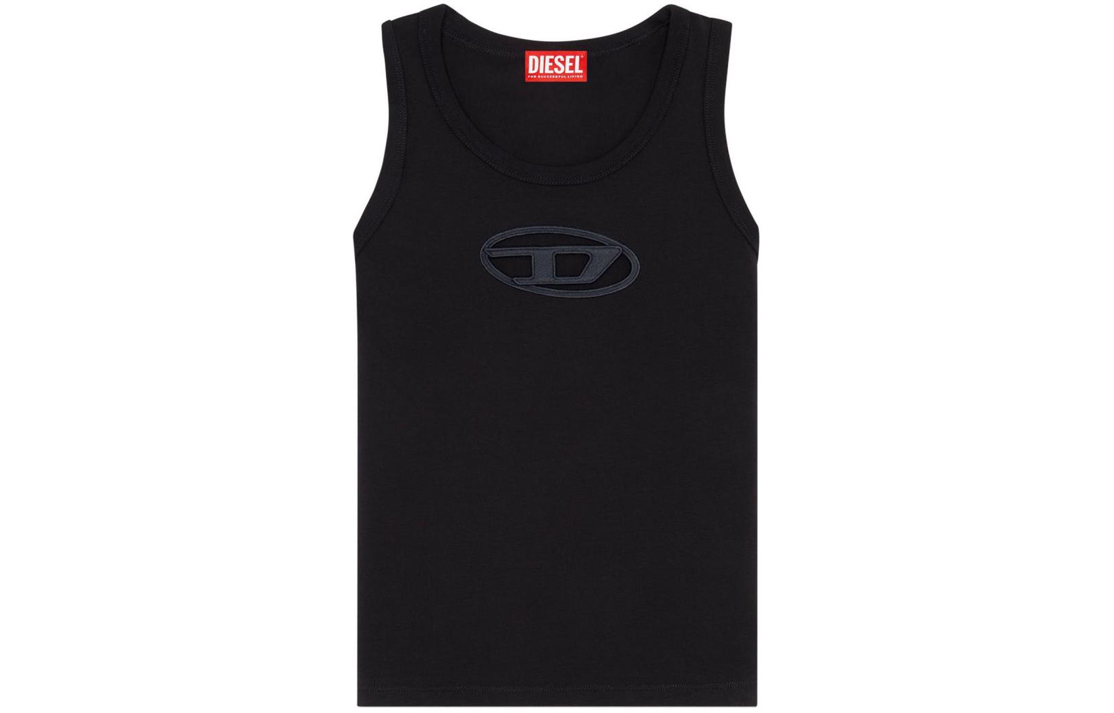 

Футболка-майка с вырезом и овальным логотипом D T Lynys Od DIESEL, черный