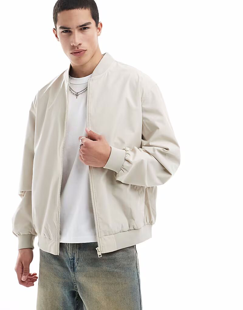 

Куртка-бомбер Jack & Jones свободного кроя кремового цвета