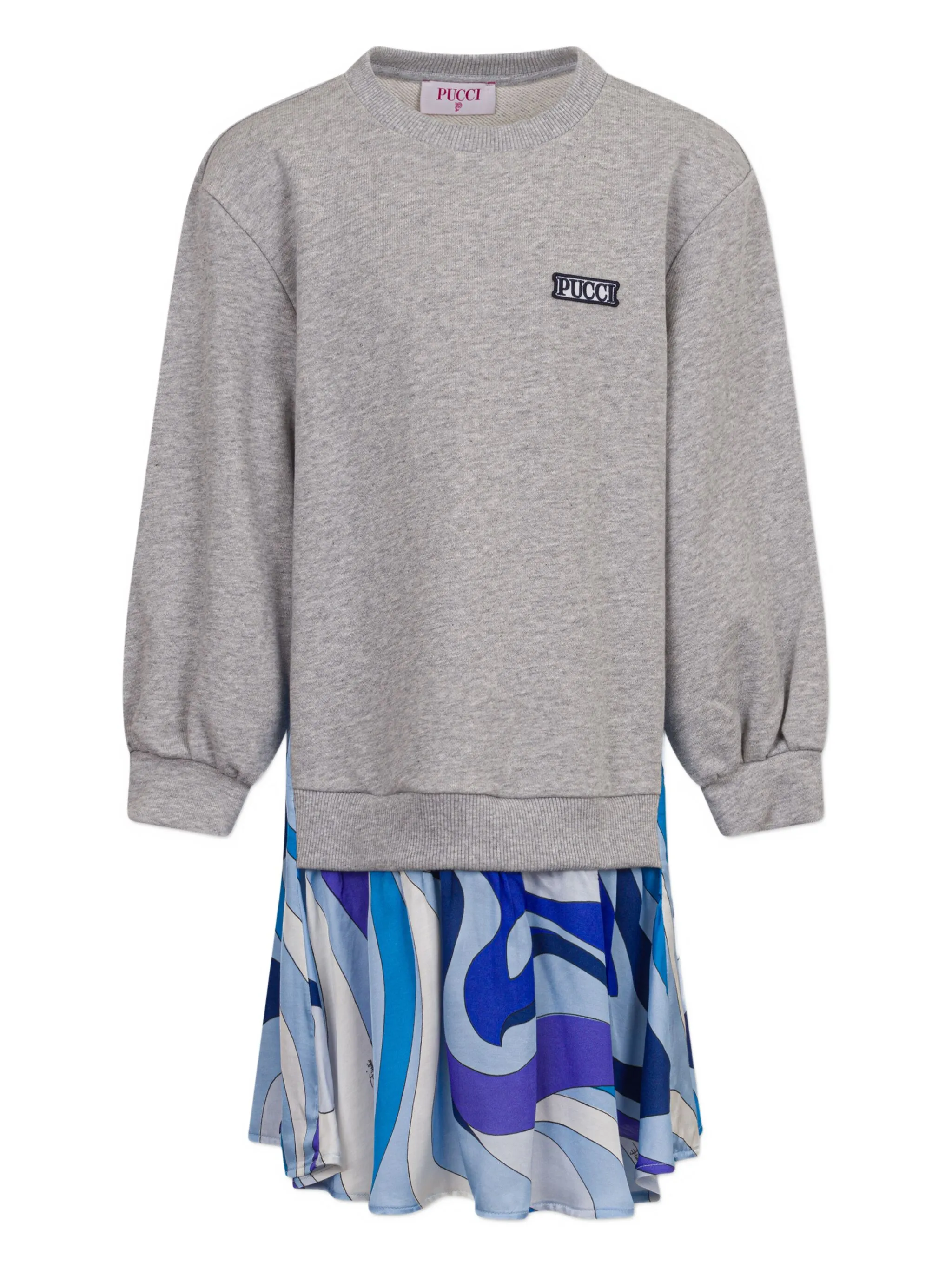 

Плиссированное платье с логотипом Pucci Junior, серый