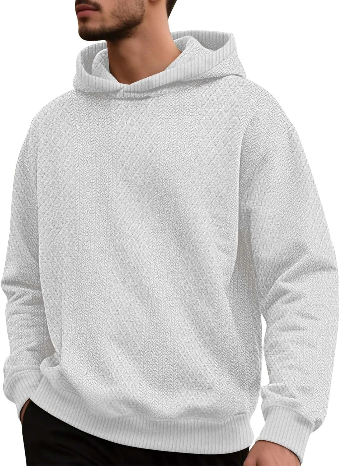 

Мужской пуловер с капюшоном, клетчатый джаккард, свободный крой Xiaojmake