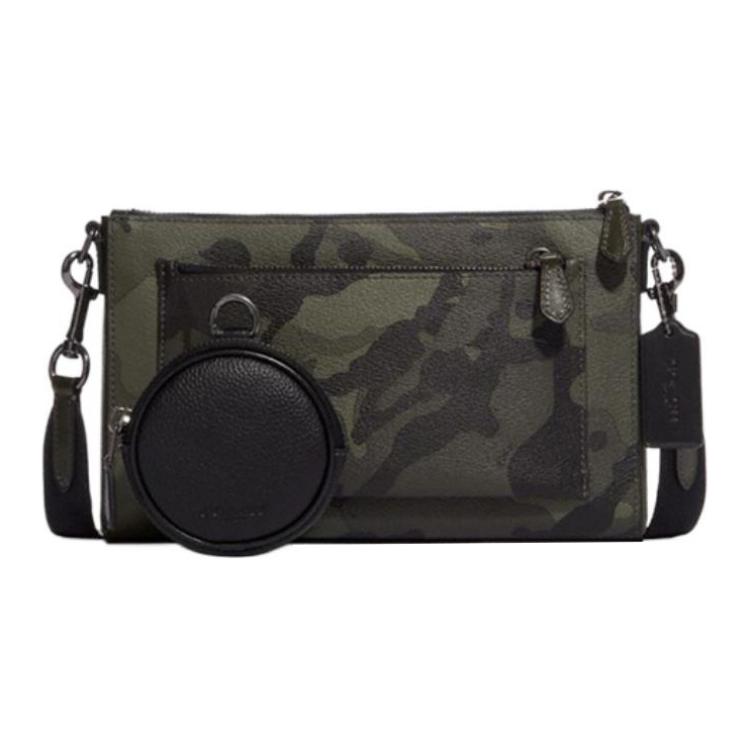 

COACH Кожаная сумка Холден комбинированная наплечная через плечо средний размер мужская оливково-зеленая