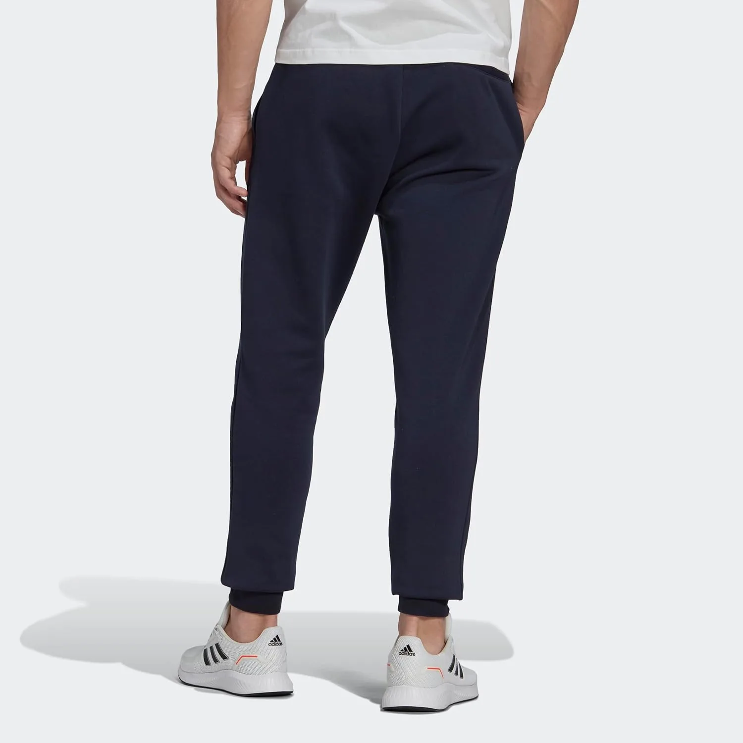 Мужские флисовые брюки Adidas Essentials, стандартного кроя, зауженные книзу, белый — фото 4