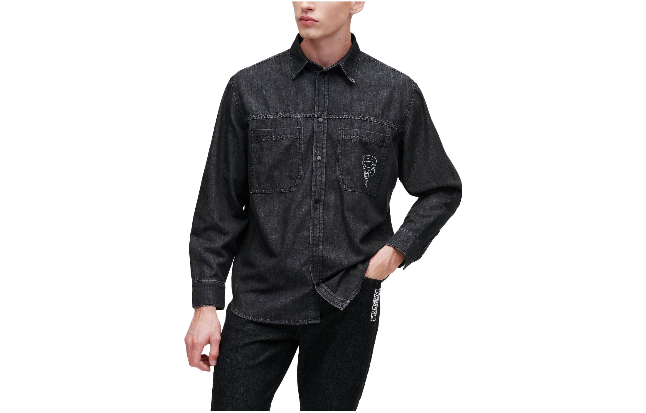 

KARL LAGERFELD / Karl Lagerfeld Jeans Карл Лагерфельд Иконик 2.0 Джимовая рубашка, Black