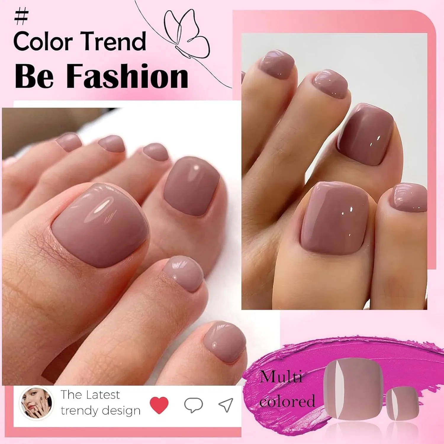 Накладные ногти для педикюра «Dark Nude» от LunarCharm Lunarcharm — фото 4