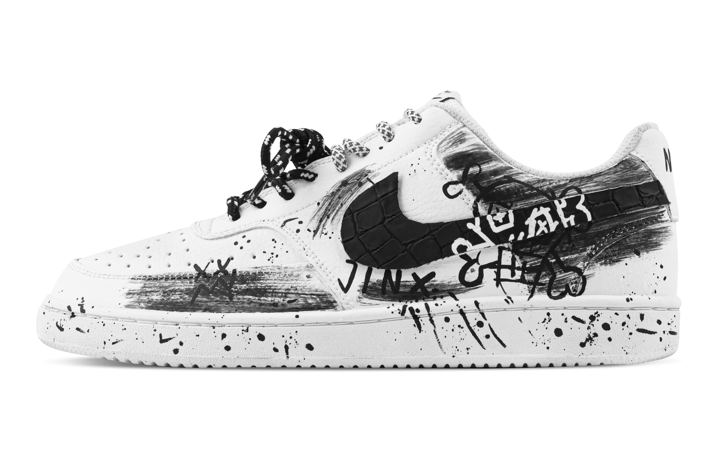 

Nike Кроссовки для скейтбординга Court Vision 1 Skeleton, износостойкие, низкие, мужские, черно-белые