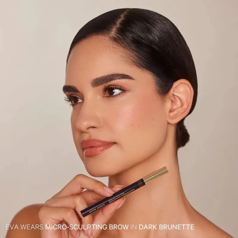 Kevyn Aucoin Micro-Sculpting Brow: водостойкая супертонкая ручка с несколькими наконечниками для создания реалистичных волосков бровей, DARK BRUNETTE — фото 4