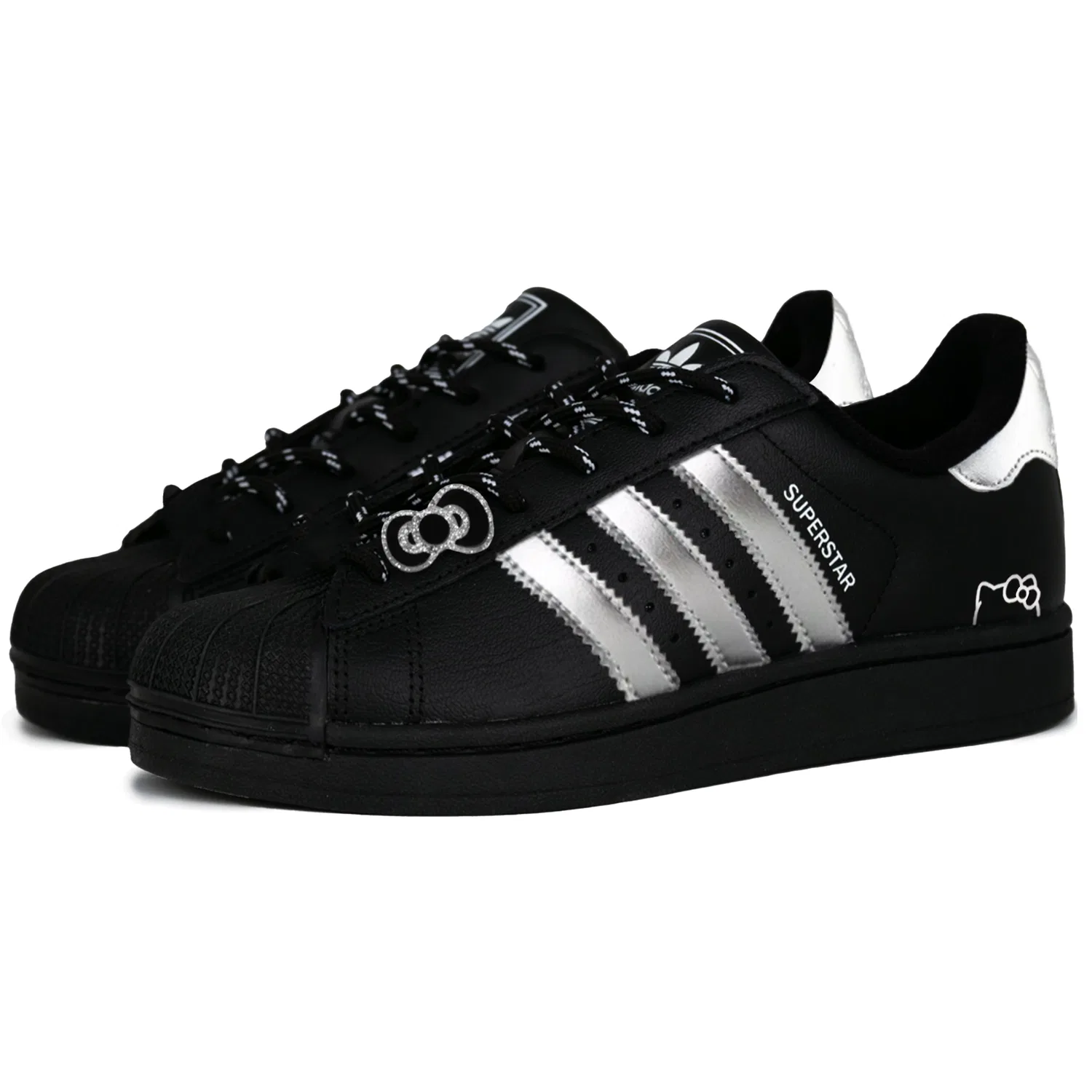 Кроссовки Superstar 2 Shell Head, silver cool cat leather, износостойкие дышащие низкие Adidas Originals, Black Silver — фото 4