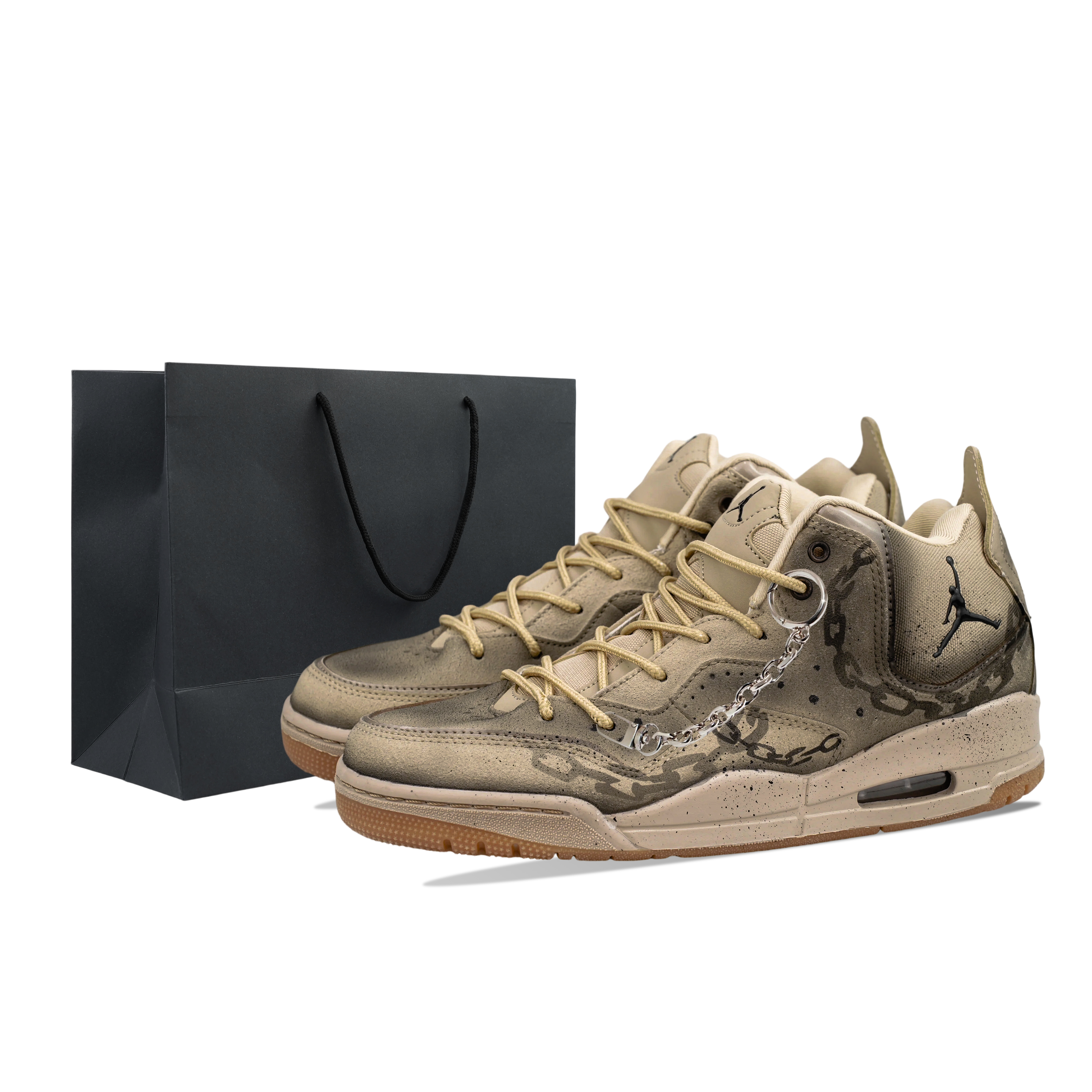 

Jordan Кроссовки баскетбольные Courtside 23 Mid top Vintage для мужчин, черно-коричневые, устойчивые к истиранию